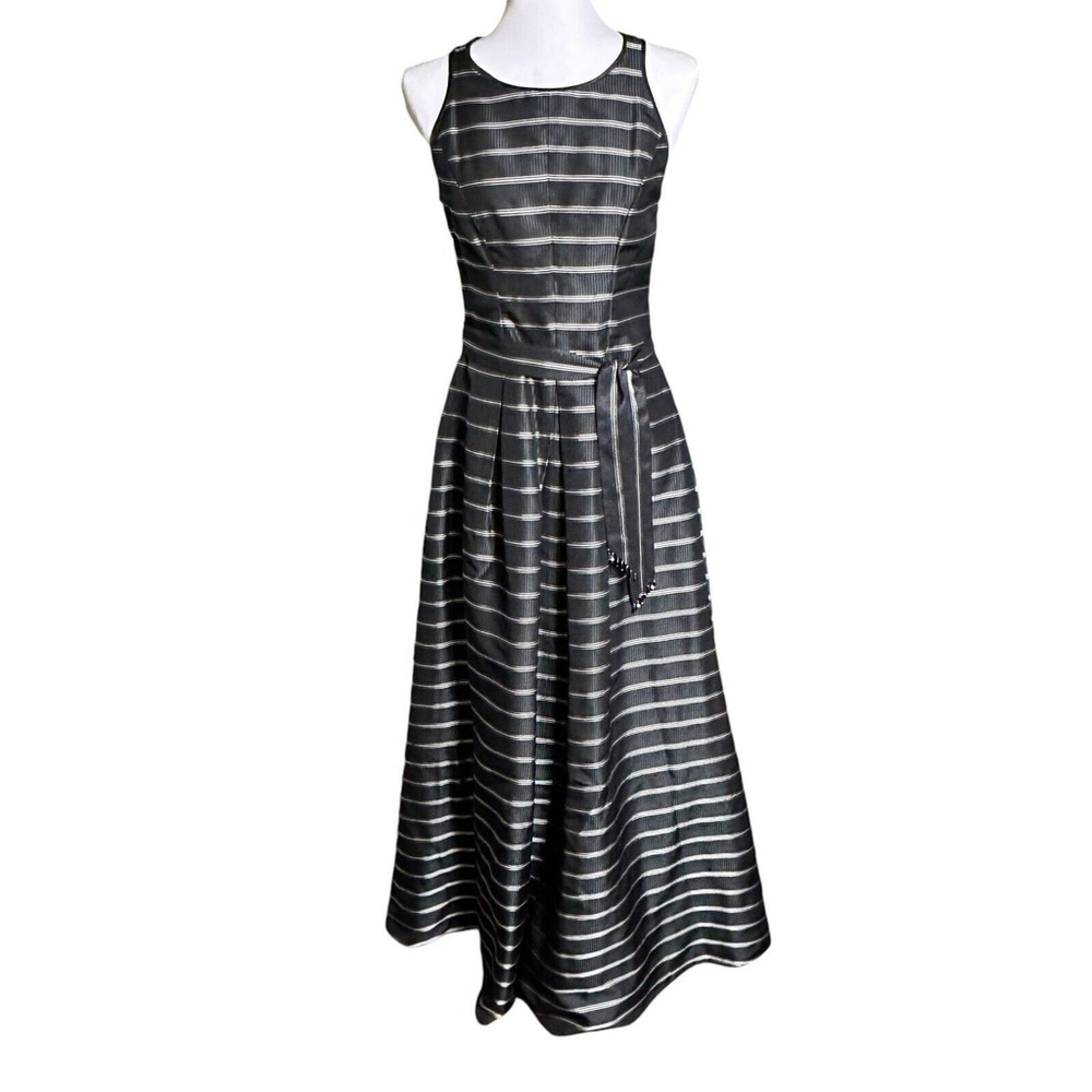 CAROL PERETZ Designer Formal Evening Dress 100% Silk Maxi Lined Black Size 6 USA